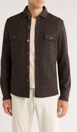 Robert Barakett Mezner Wool & Cotton Knit Overshirt in Coffee at Nordstrom, Size Xx-Large
