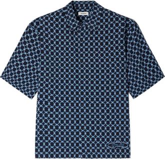 Sandro geometric-pattern shirt - men - Viscose - M - Blue