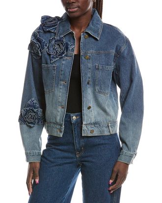 Gracia Flower Attached Denim Jacket