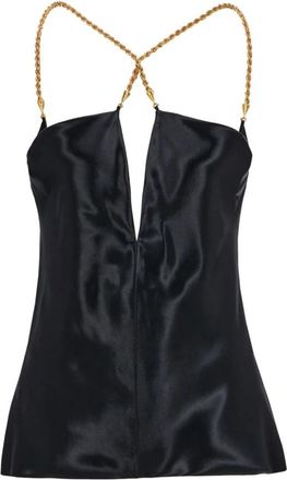 Ferragamo Satijnen Top met Scooprug - Dames - Tops zonder mouwen - Zwart - S - Satijn - Tops