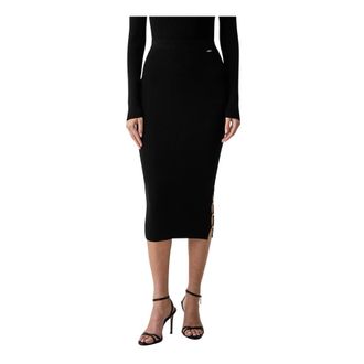 Fracomina Gebreide rok slim fit halflang - Dames - Rokken - Zwart - Maat: S Viscose