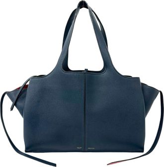 Celine Navy Leather Handbag Shoulder Bag Tote Bag (Pre-Owned)
