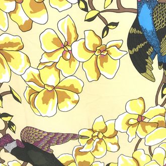 Tiffany & Co. Floral Design Silk Scarf With Birds And Womens Monogram (Pre-Owned)