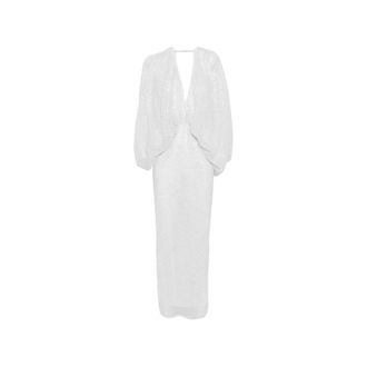 L&rsquo;Id&eacute;e Gowns, female, White, Size: M Draped V-neck Gown
