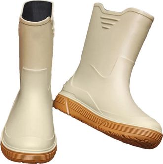 Generic Mens Anti-Slip High-Tube Rain Boots Mid-Tube Warm Drawstring Rain Boots Waterproof Kitchen Rubber