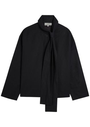 STUDIO NICHOLSON Tie-neck Woven top - Dark Purple - 10 (UK10 / S)