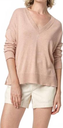 Lilla P Easy Back Seam Vneck Sweater In Cameo