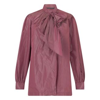 Alberta Ferretti Overhemden, Dames, Roze, M, Polyester, Elegant mauve shirt with refined bow
