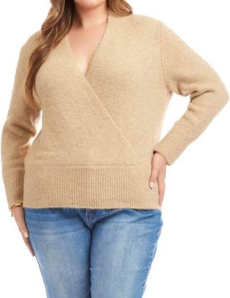 Karen Kane Wrap Sweater - Plus In Wheat