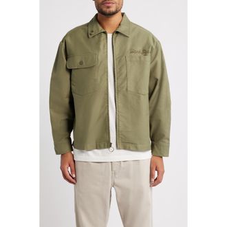 Dark Seas Corporal Zip-Up Cotton Canvas Worker Shirt in Olive at Nordstrom, Size Xx-Large