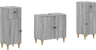 vidaXL Juego De Gabinete De Ba&ntilde;o De 2 Piezas Alkmaar Sonoma Gris Vidaxl