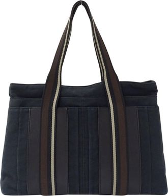Herm&egrave;s Black Canvas Handbag Tote Bag (Pre-Owned)