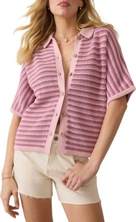 Faherty Seacoast Open Stitch Cotton Shirt in Mini Orchid Stripe at Nordstrom Rack, Size Xx-Small