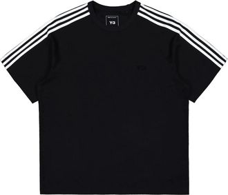 Yohji Yamamoto 3-Stripes Raglanmouw T-shirt - Heren - T-shirts - Zwart - L - Katoen - Tops
