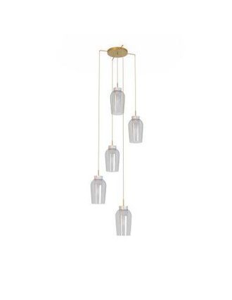 Mantra Mantra L&aacute;mpara De Techo Colgante De Cristal Nora 5 Luces El Champ E27 Base Redonda &Oslash; 63cm - Blanco/madera, Negro/m&aacute;rmol, Oro/blanco