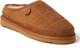 Dearfoams Fireside by Dearfoams Mens Grafton Quilted Genuine Shearling Clog Slipper