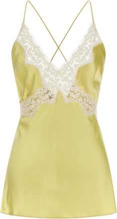 Alberta Ferretti Yellow Satin and lace top