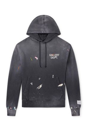 Gallery Dept. Logo-Print Paint-Splattered Cotton-Jersey Hoodie
