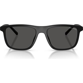 A|X Armani Exchange 56mm Pillow Sunglasses in Matte Black/dark Grey at Nordstrom