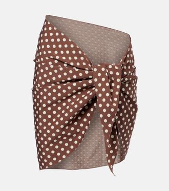 Montce Swim Draped polka-dot beach cover-up