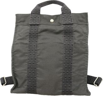 Herm&egrave;s Gray Nylon Backpack (Pre-Owned)