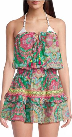 Ramy Brook Jaliyah Printed Strapless Minidress In Palm Green Multi Palais
