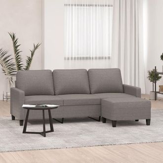 vidaXL Vidaxl - Sof&aacute; De 3 Plazas Con Taburete De Tela Gris Taupe 180 Cm