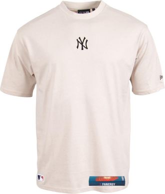 New York Yankees Mens T-Shirt NY MLB New Era Fan Item Oversized 100% Cotton + Fanergy Grape Sugar, beige, XXL