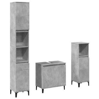 Berkfield Home 3 Piece Bathroom Furniture Set Concrete Grey Engineered Wood