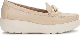 Kazar Dames trendy leren mocassins op een dikke zool - Dames - Loafers - Beige - 39 EU - Leer - Schoenen
