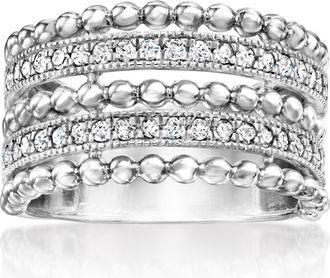 Ross-Simons Diamond Beaded Multi-Row Ring in Sterling Silver