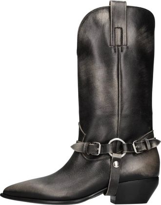 Elena Iachi E3949 Texan Laarzen - Dames - Cowboylaarzen - Zwart - 41 EU - Leer - Schoenen