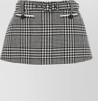 Self Portrait boucl&eacute; wool houndstooth skort