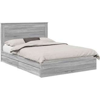 vidaXL Letto con Contenitore con testiera Grigio Sonoma 150 x 200 cm vidaXL