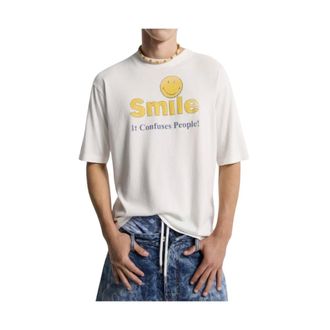 Dsquared2 Tops, Heren, Wit, L, Katoen, Smile T-Shirt