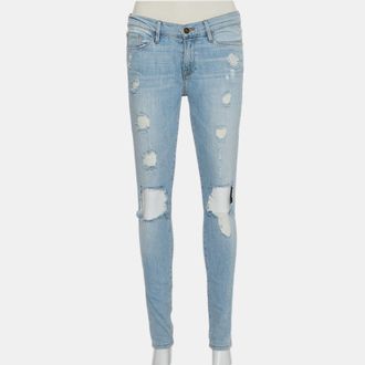 Frame Denim Frame Blue Faded Denim Skinny Destroyed Nowita Jeans