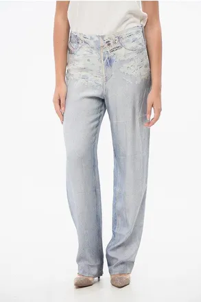 Diesel Viscose P-SPRAY Pants with Denim Effect size 40