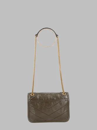 Saint Laurent Womens Shoulder Bag Niki Mini Brown Calfskin Calf Skin