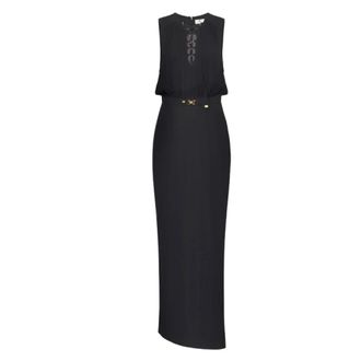 Elisabetta Franchi Kleedjes, Dames, Zwart, L, Mouwtjesloze jurk met zijsplit
