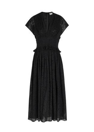 Tory Burch Embroidered Cotton Midi Dress - Black - 6 (UK10 / S)