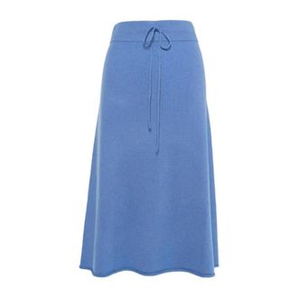 Hést Midi Skirts, female, Blue, S, Blue Knit Skirt Heavy Quality