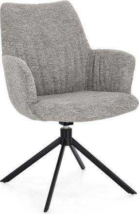 BIZZOTTO Drehbarer Design Stuhl Alexander mit Armlehnen - Chenille Hellgrau