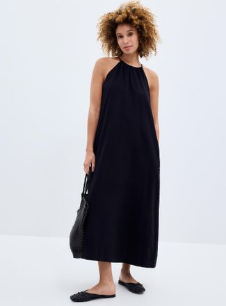 Contemporaine Womens Linen-blend trapeze dress