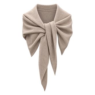 Meimeij Gebreide schouderomslag - Dames - Accessoires - Beige - Maat: Xs/S Zijde