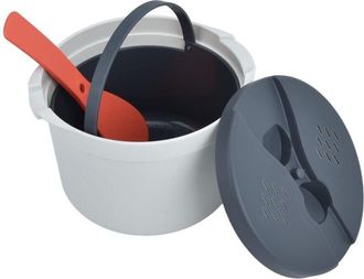 OEM Tarro Grande Para Microondas, Vaporera Para Pasta De 2 Litros Con Tapa Y Cuchara, Juego De Utensilios De Cocina Para Microondas Para Quinoa, Pollo, Av