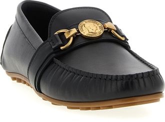 Moschino Mens Black Leather Slip-On Loafers