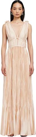 SIMKHAI Blush Griekse Silhouet Geplooide Jurk - Dames - Avondkleed - Beige - S - Kleedjes