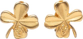 Chanel Gold Plated Clover Clip On Earrings