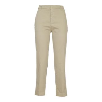 Dondup Nima Zip Cropped Broek - Dames - Vrijetijds broeken - Beige - W25 - Katoen - Broeken
