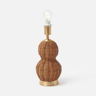 Mrs. Alice Rattan Bardot Rechargeable Lamp in Neutral at Nordstrom